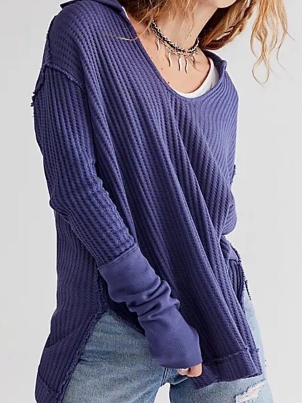 FREE PEOPLE WE THE FREE Raymond Thermal Oceana Blue Purple M